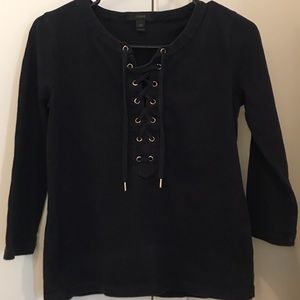 J. Crew, Navy t shirt with front ties